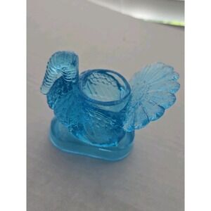 Mosser Glass Colonial Blue Turkey Toothpick Matchstick Holder Vintage